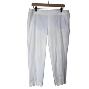 Talbots Chatham Crop Pants White Scalloped Hem Size 12 Classic Summer